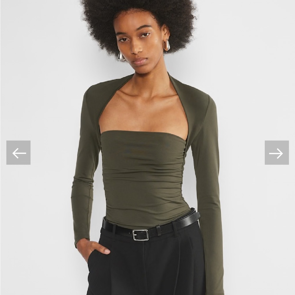 Aritzia Olive Long Sleeve Halter Top